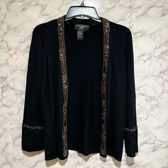 Colette Mordo For Sadimara Embellished Black Silk Cardigan - Picture 1 of 9